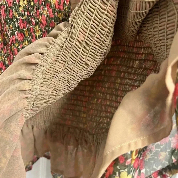 Women’s Aura Floral Stretch Dress 3/4 Sleeve Dress Size Large - Picture 5 of 6